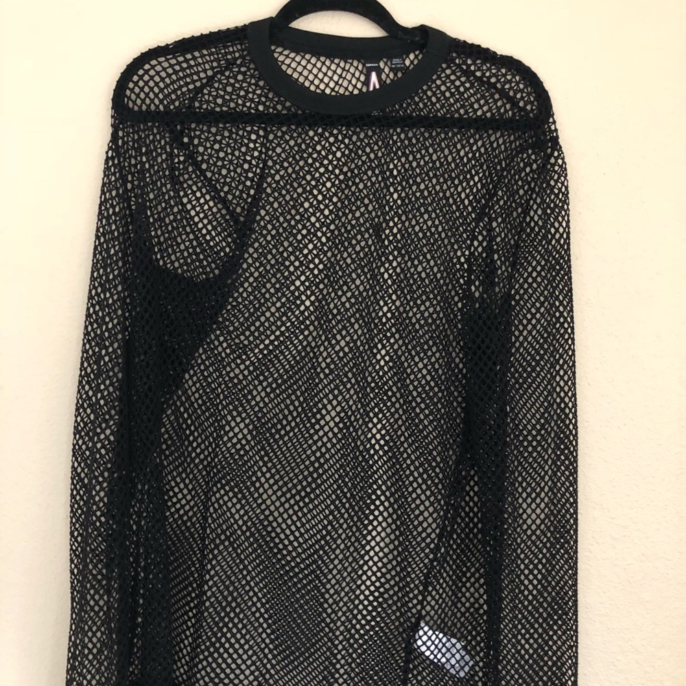 Mesh long sleeve T-shirt